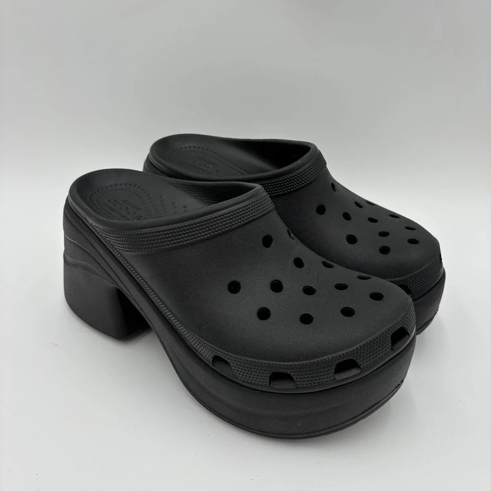 Crocs Siren Clog Shoes Womens Size 10 Black Platform Block Heel Chunky Y2K Bratz